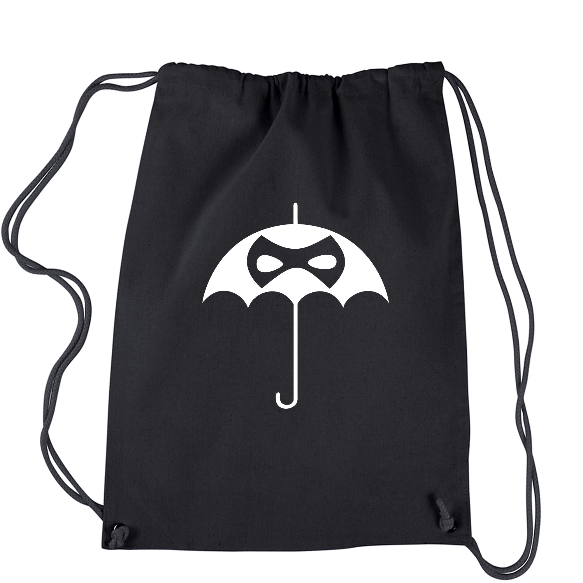 Black Drawstring Backpack with Umbrella & Mask Storage - Lightweight Travel Backpack for School, Gym, Hiking & Outdoor Activities