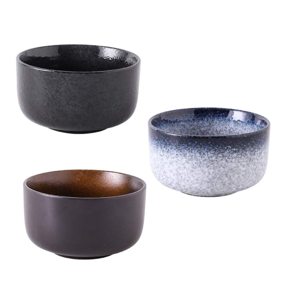 HEMOTON 3-Piece Ceramic Noodle Bowls Set - Japanese Style Ramen Soup Bowls for Pho, Miso & Udon | Microwave & Dishwasher Safe Tableware for Asian Noodles, Rice & Food Storage | Perfect for Home Dining, Restaurant Use & Meal Prep