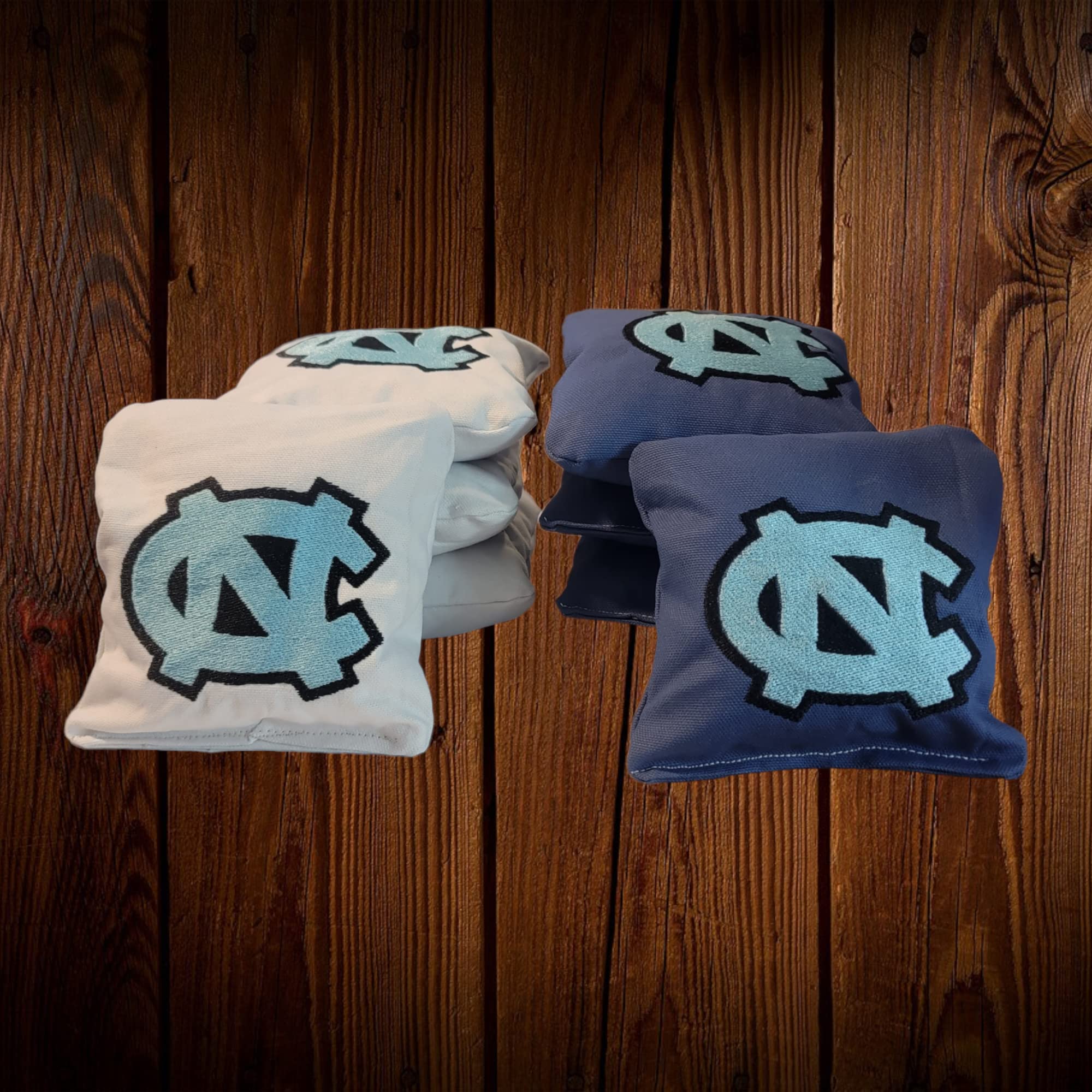 Premium All-Weather UNC Cornhole Bags Set of 8 - Durable Outdoor Game Accessories for Tailgating, Backyard Parties & Beach Games