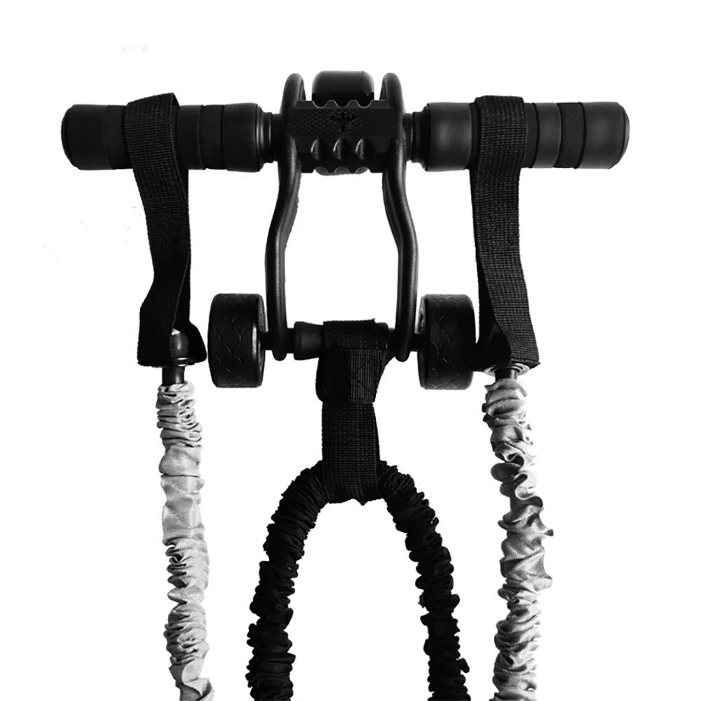 Elastic Abdominal Rope & Wheel Pull Rope - Gym Equipment for Core Workouts, Ab Roller Exercise Stretch Band Accessories (Black) - Perfect for Home Gym, Fitness Training & Strength Exercises