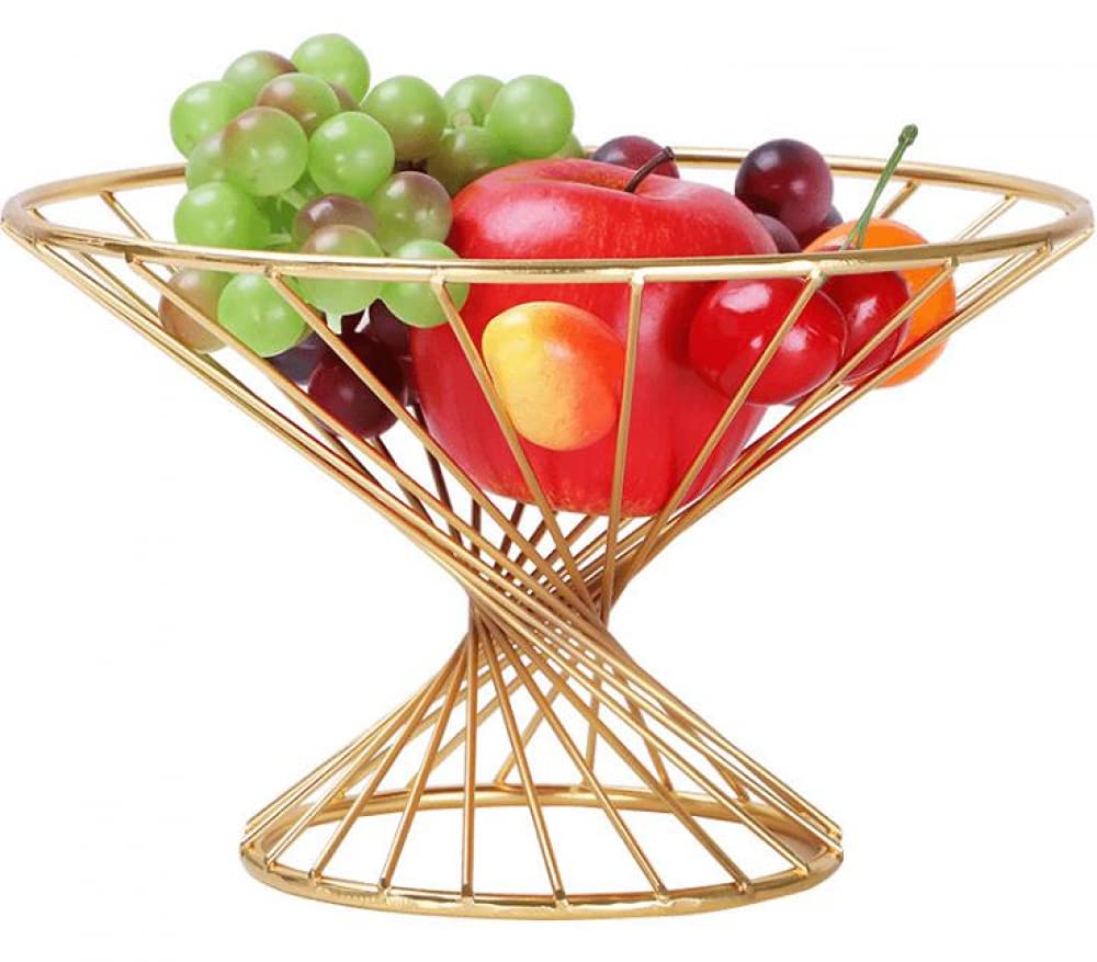 Stylish Rose Gold Geometric Wire Fruit Basket - Handmade Metal Display Stand for Fruits, Vegetables & Jewelry | Perfect for Kitchen Counter, Dining Table & Home Decor