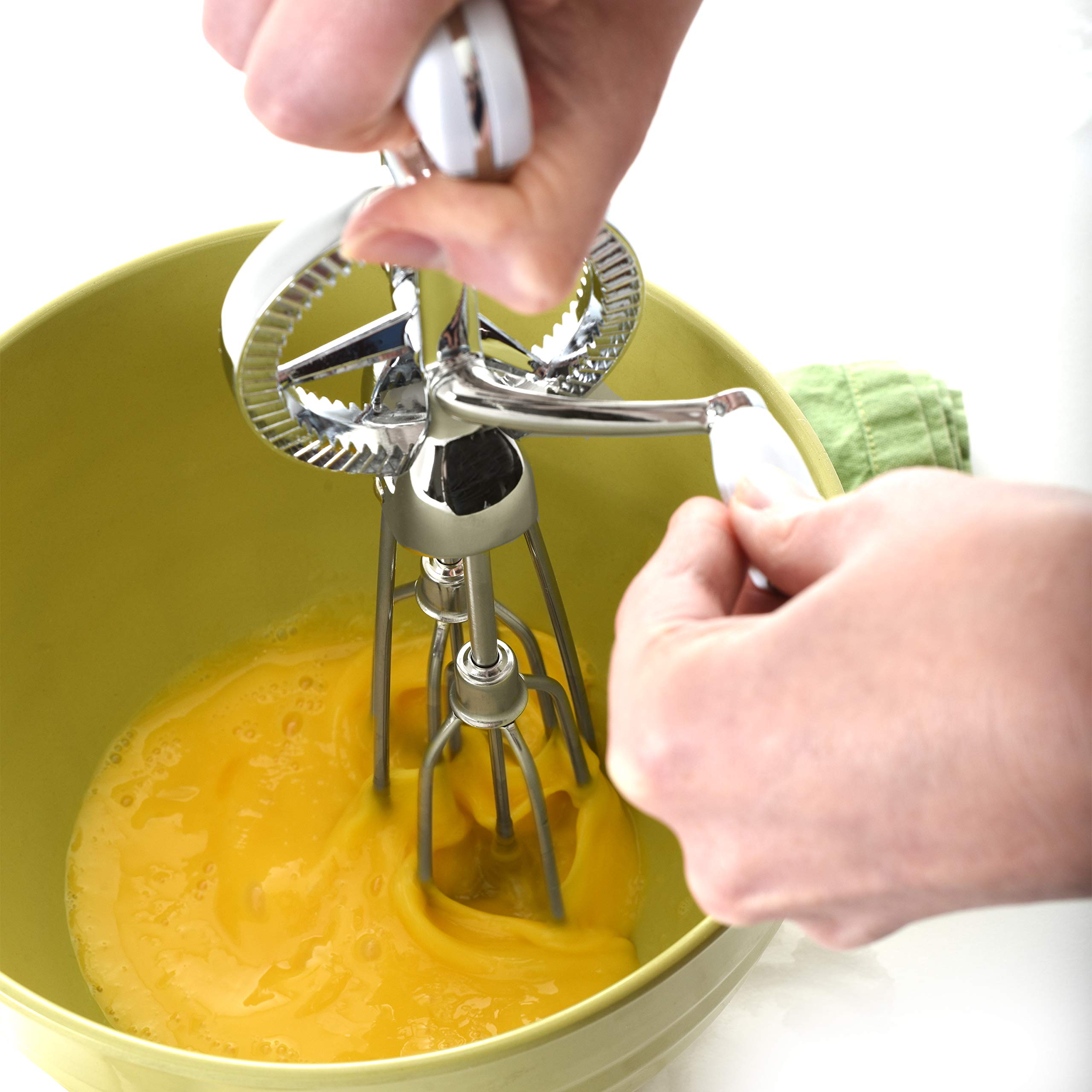 Norpro Classic Hand Crank Egg Beater - 12 Inch 18/10 Stainless Steel Whisk for Baking, Cooking & Mixing - Perfect for Eggs, Pancakes, Sauces & Desserts