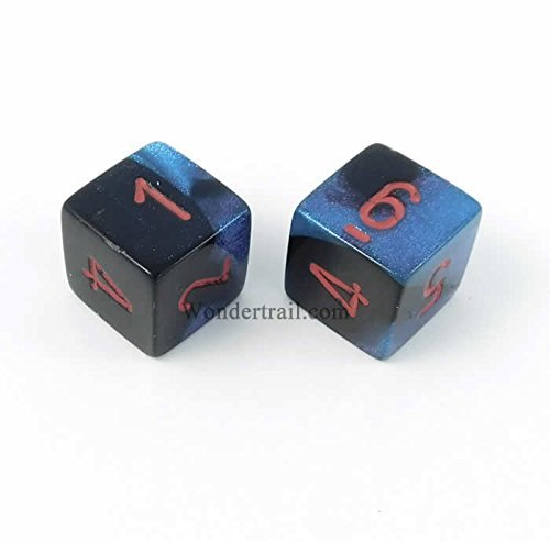 WCXPG0658E2 Black Starlight with Red Numbers D6 16mm Dice Gemini Pack of 2 - Premium RPG Gaming Dice Set for Dungeons & Dragons, Pathfinder, and Tabletop Roleplaying Games
