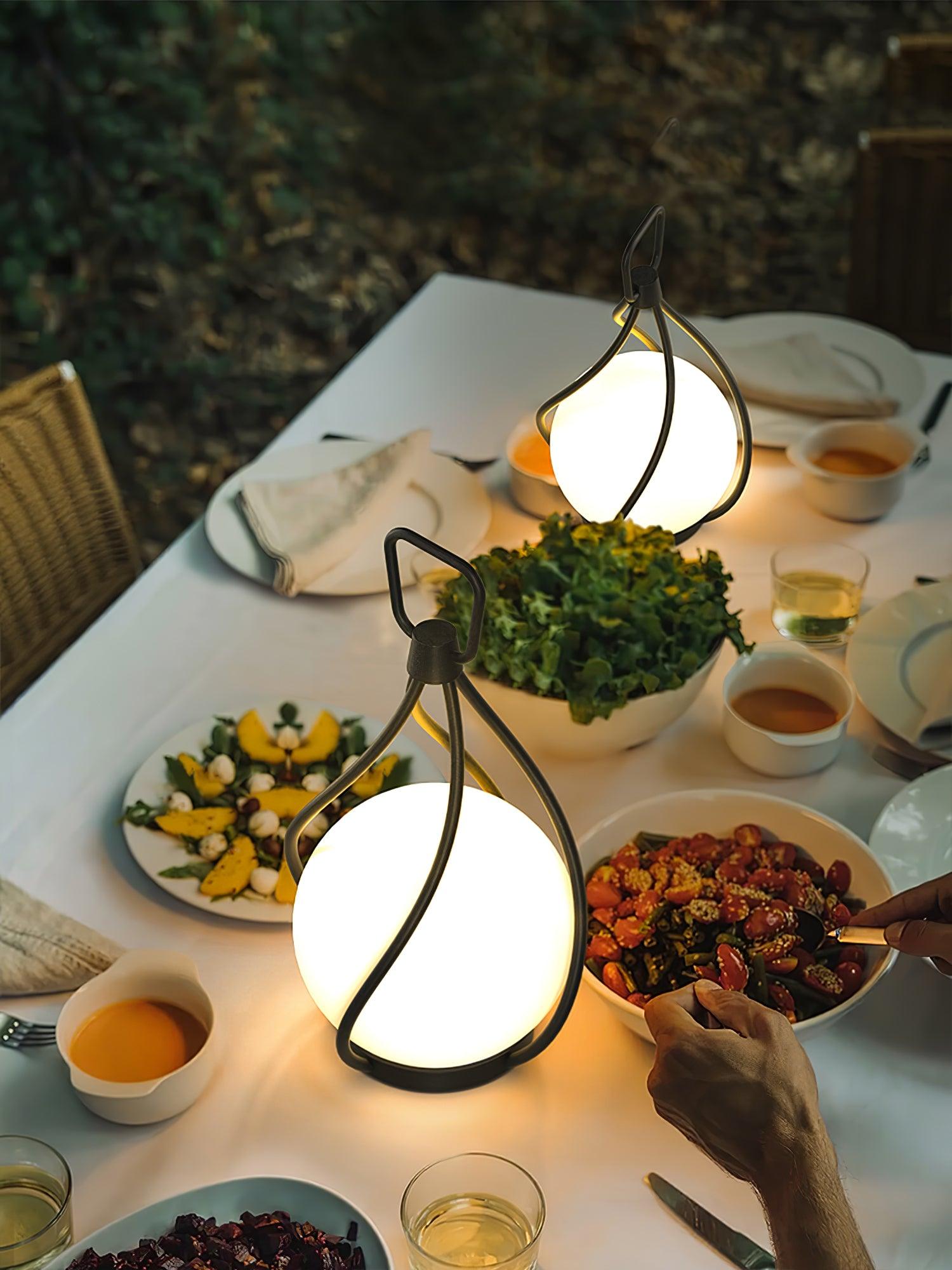 Eclisse Orb Lantern - Rechargeable LED Table Lamp for Indoor & Outdoor Use - Perfect for Camping, Patio, and Home Decor