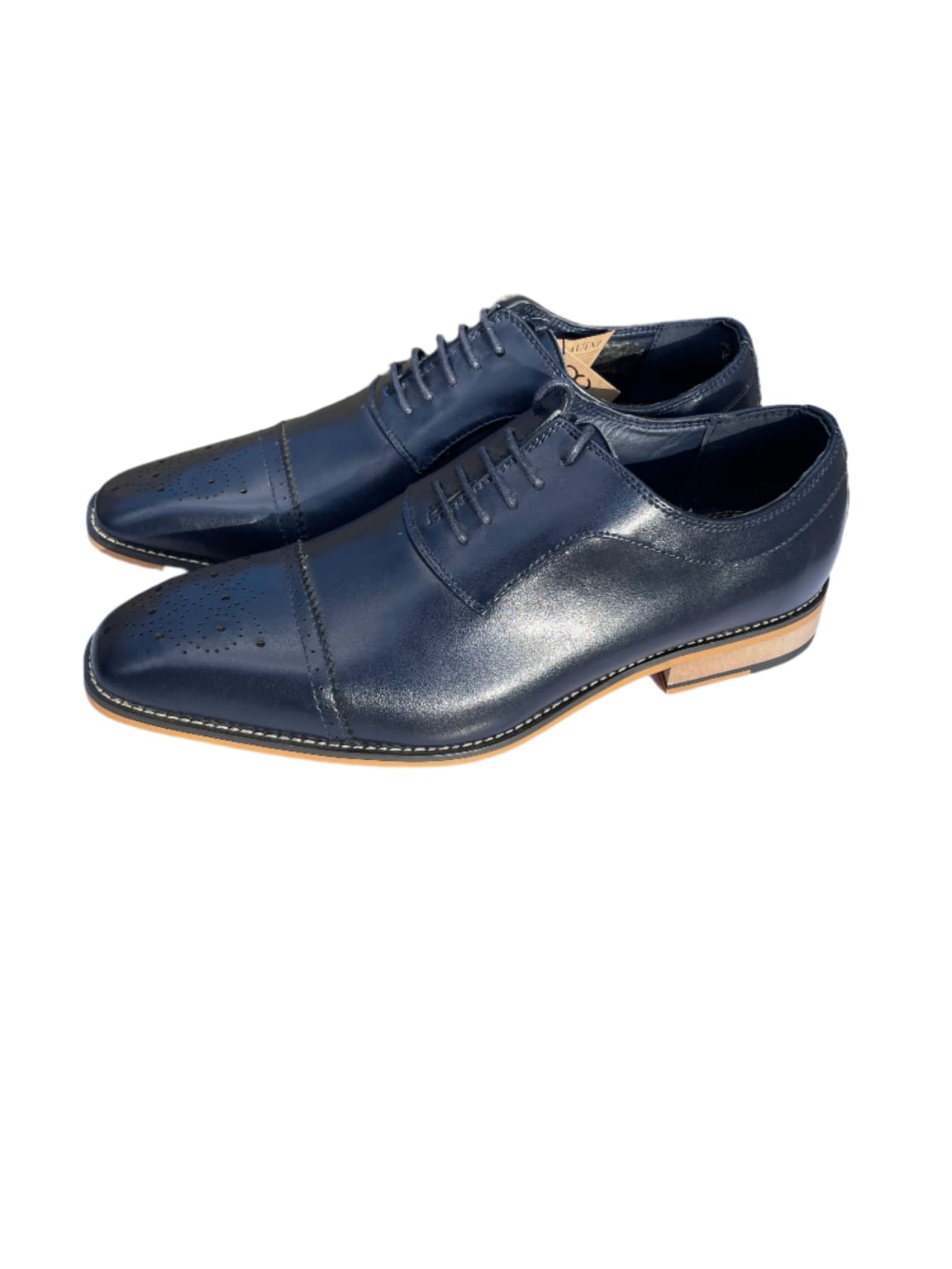 Cavani James Navy Oxford Brogue Shoes for Men | Classic Formal Dress Shoes | Perfect for Business, Weddings & Office Wear
