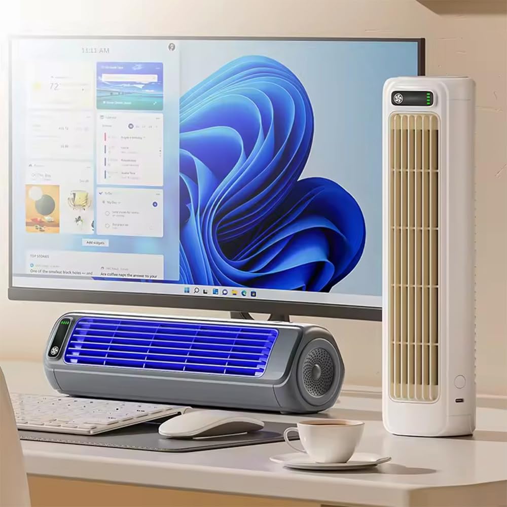 Libiyi Portable Air Conditioner Fan - 3 Speed Cooling Fan with LED Touch Screen, Personal Air Cooler for Home, Office, Bedroom & Outdoor Patio Use (Gray)