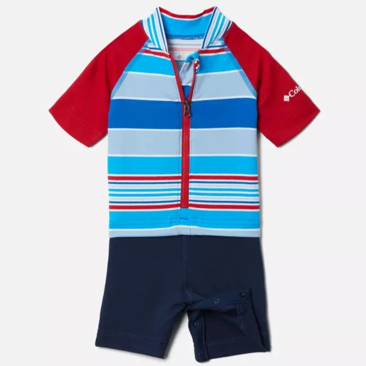 Columbia Bright Indigo Danby Stripe Sandy Shores UPF 50+ Baby Sun Protection Swim Suit - Perfect for Beach, Pool & Outdoor Summer Activities