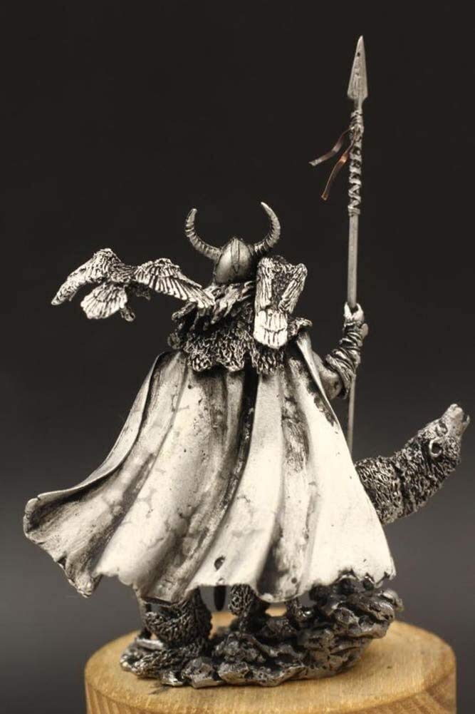 LQX Germanic God Statue - Ancient Warrior Sculpture, Mythical Magic Figure, Metal Craft Home Decor for Desk, Bookcase & Display | Perfect for Viking & Norse Mythology Enthusiasts