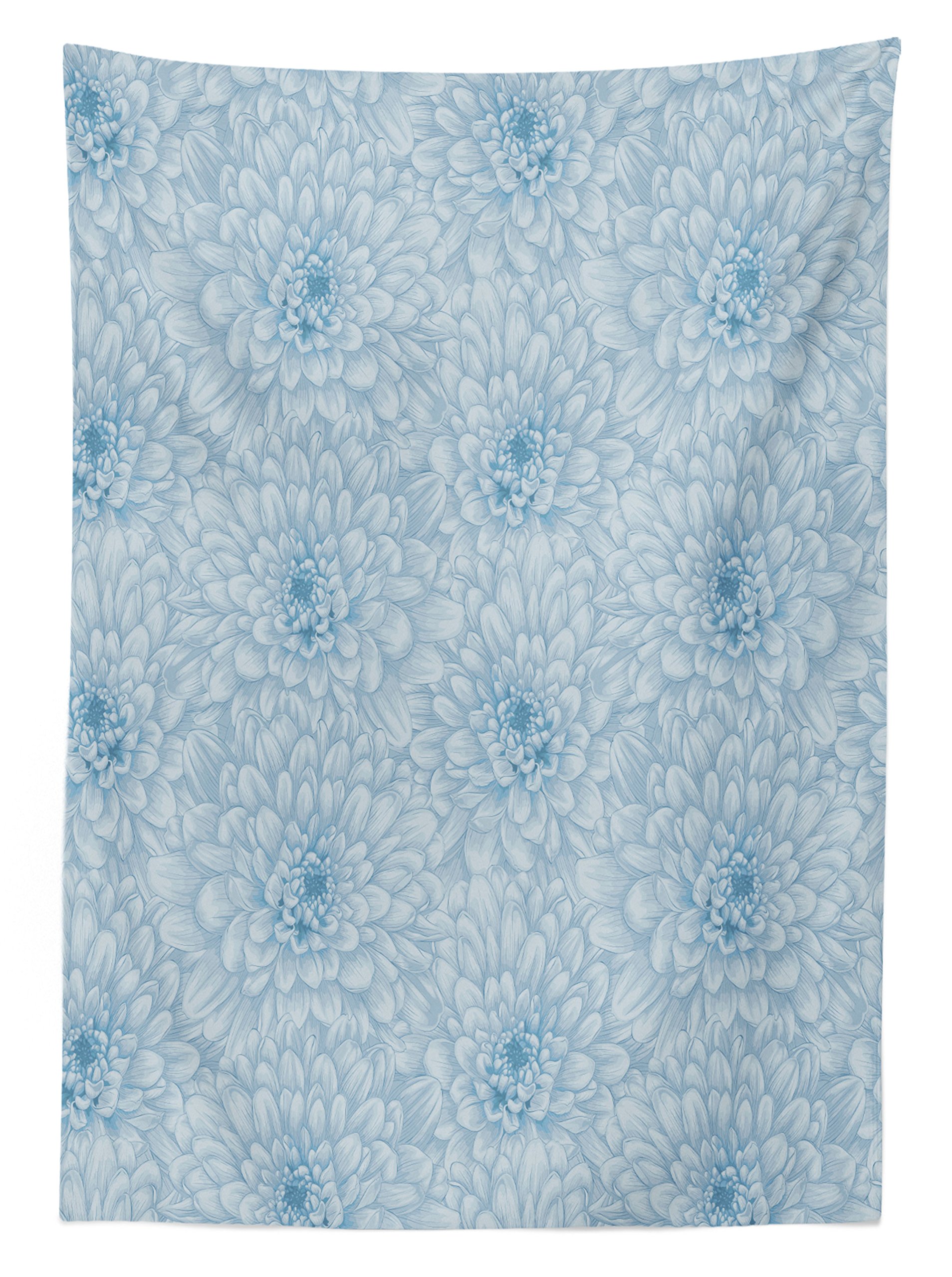 Ambesonne Dahlia Flower Waterproof Outdoor Tablecloth - Retro Monochrome Pastel Floral Print, Washable Picnic Table Cover 58x104 Inches - Perfect for Garden Parties, BBQs, and Outdoor Dining (Blue)