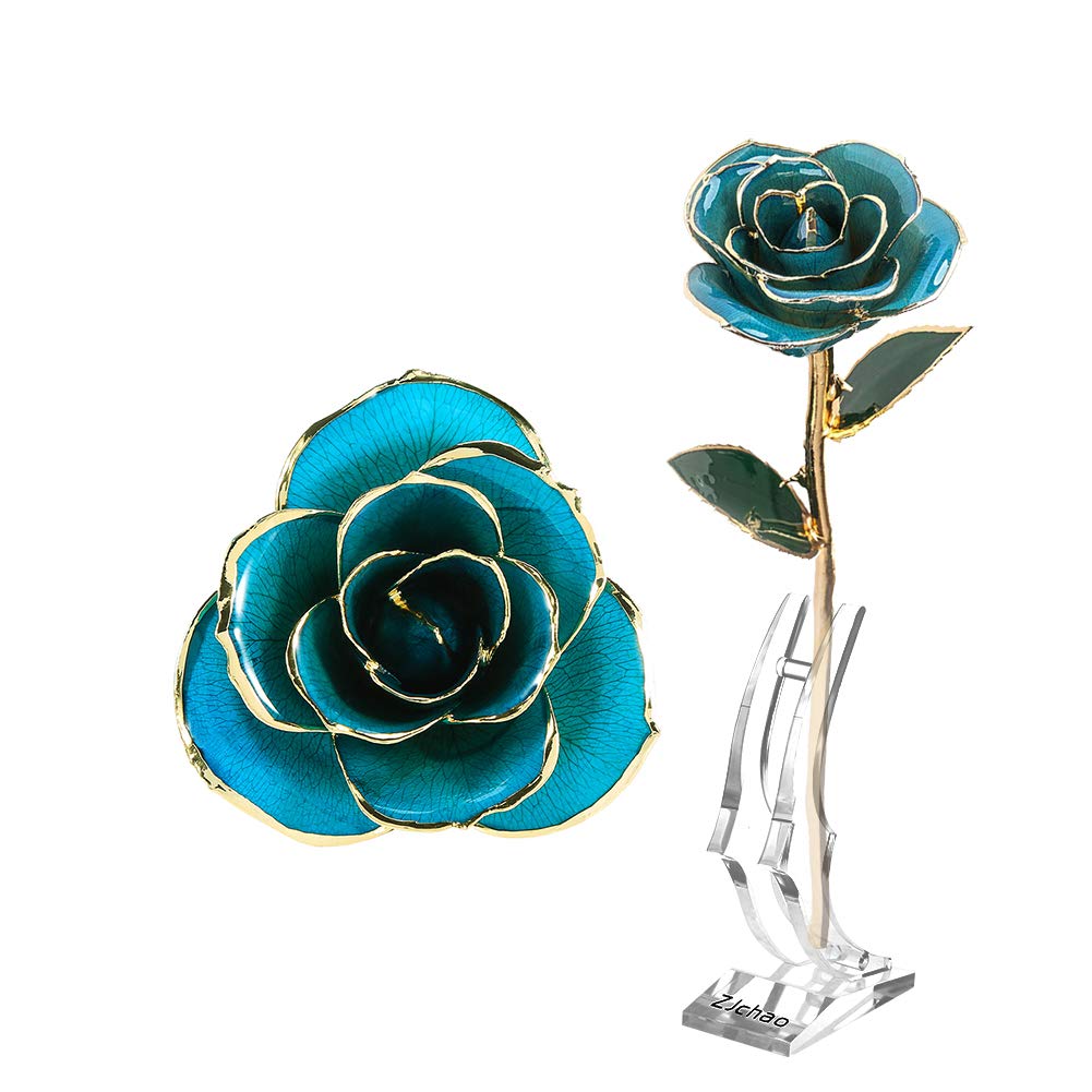 24K Gold Dipped Artificial Rose Flower with Stand - Eternal Preserved Rose in Gift Box for Valentine's Day, Anniversary, Birthday Gift for Her, Mom, Wife, Girlfriend - Perfect for Romantic Home Decor, Wedding Centerpiece, and Special Occasion Gifts