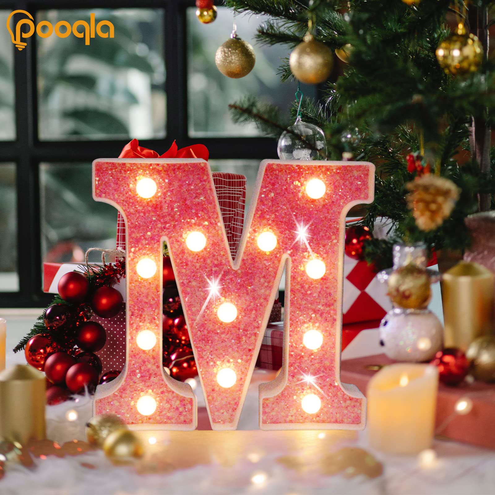 Pooqla LED Marquee Letter Lights - Pink Glitter Alphabet Sign with Battery Power for Night Light, Birthday Party, Wedding, Home Bar & Christmas Decor - Perfect Gift for Girls (Letter Z) | Bedroom, Nursery, Photo Booth & Event Decorations