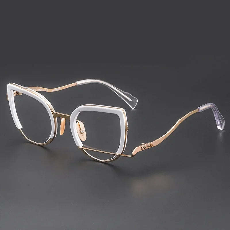 Aror Unisex Full Rim Square Oval Cat Eye Acetate Alloy Eyeglasses 49432 - Stylish Retro Frame for Men & Women - Perfect for Reading, Work, and Fashion Accessories