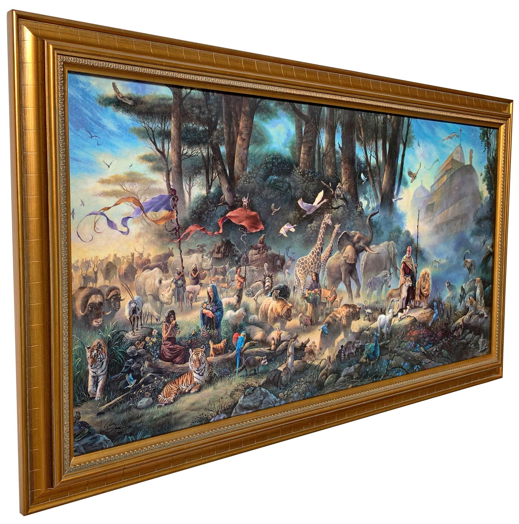 Tom duBois The Invitation Framed Canvas Art - Signed & Numbered Limited Edition Noah's Ark Painting - Perfect for Home Decor, Office Wall Art & Gift Giving