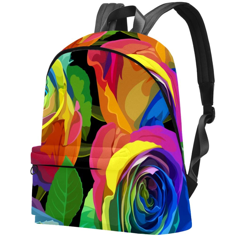 Stylish Multicolor Roses Print Women's Backpack - Durable Travel & Everyday Use Bag for Work, School & Outdoor Adventures