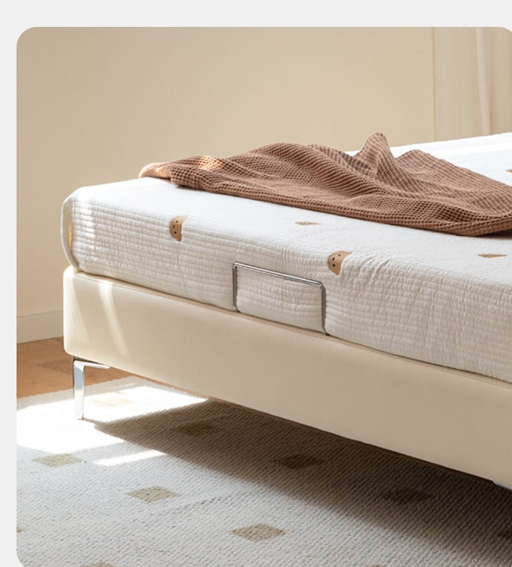 Organic Leather Kids Castle Bed - Cream Style | Safe & Durable Toddler Bed for Boys & Girls | Perfect for Bedrooms, Playrooms & Fantasy Themed Decor