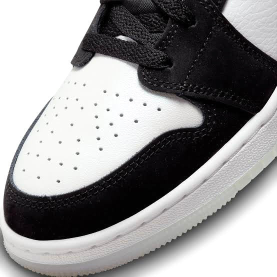 Air Jordan 1 Mid GS Diamond Pearl White Black Basketball Shoes for Women - Perfect for Casual Wear, Street Style & Sneaker Collection
