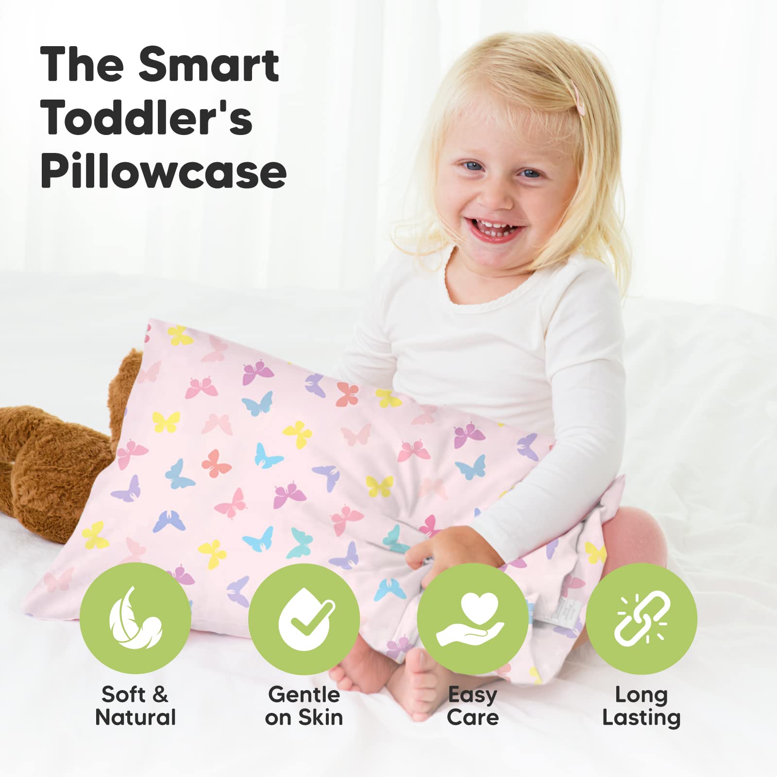 KeaBabies Organic Toddler Pillowcase for 13x18 Inch Pillow & 2-Pack Soft Cotton Toddler Pillows - Hypoallergenic Baby Pillow Set for Boys & Girls - Perfect for Nap Time, Travel & Nursery Bedding