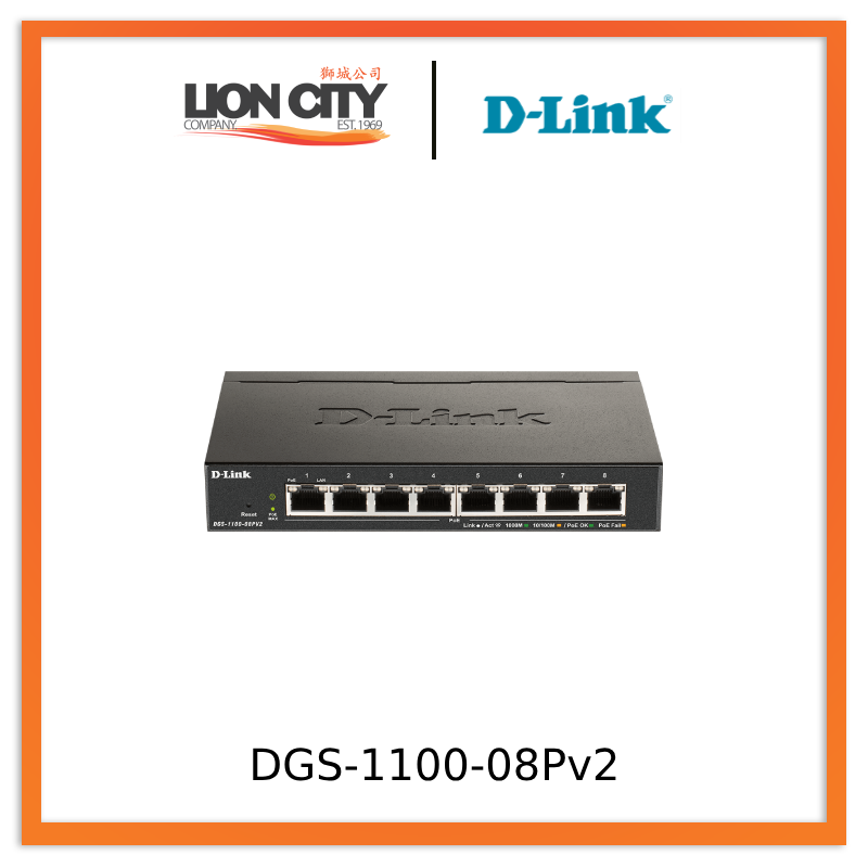 D-Link DGS-1100-08PV2 8-Port Gigabit PoE Smart Managed Switch - Network Switch for Small Business & Home Office | Ideal for IP Cameras, VoIP Phones & Wireless Access Points