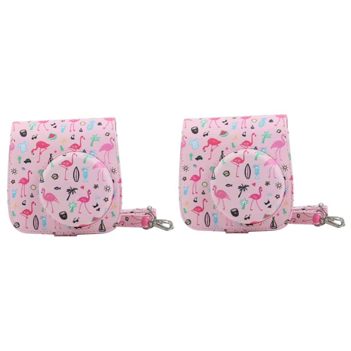 2pcs Pink Adorable Pattern Instant Camera Case Bag - Protective Cover for Fujifilm Instax Mini 9 - Perfect for Travel, Parties & Photo Shoots