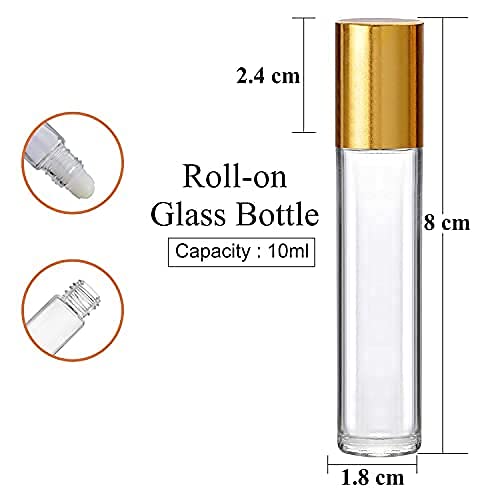 Zenvista 10ml Reusable Roll On Glass Bottles (Pack of 10) - Refillable Essential Oil Bottles for DIY Perfume, Aromatherapy, Lip Balm & Travel | Clear Transparent Leak-Proof Container for Home, Office & Gym Use