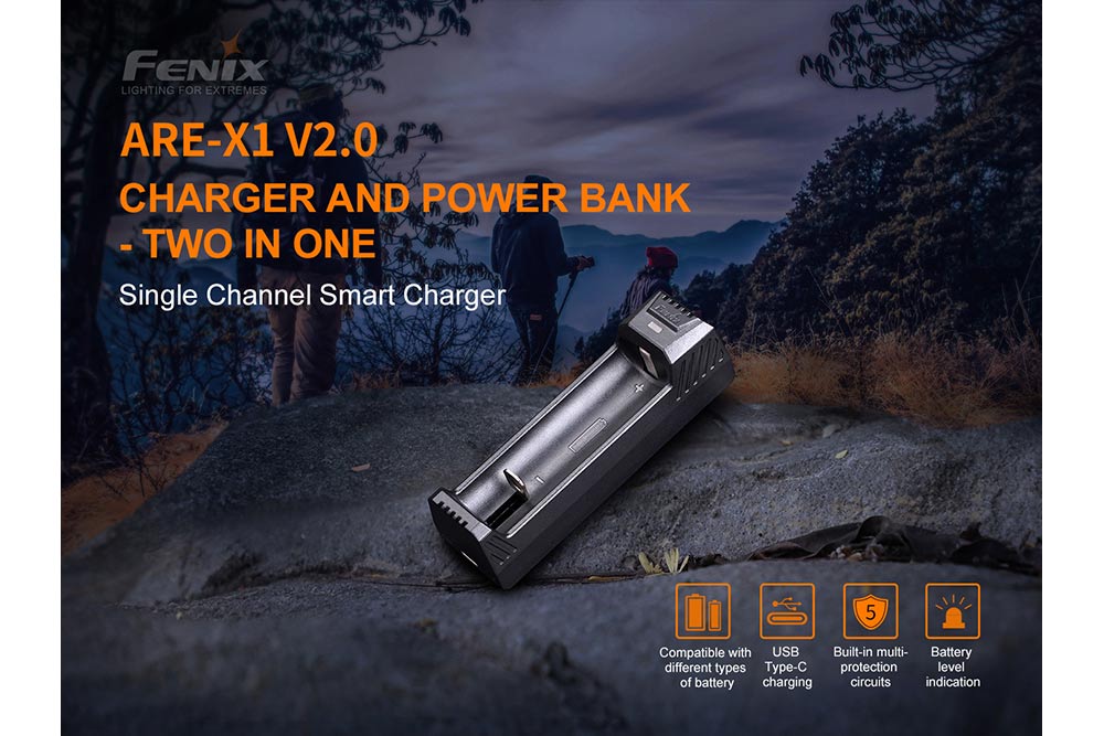 Fenix ARE-X1 V2.0 Smart Battery Charger for AA AAA Li-ion NiMH - Fast Charging with LCD Display | Perfect for Home, Travel & Emergency Power Supply