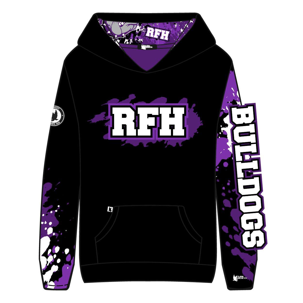 RFH Bulldogs Youth & Adult Black Hoodie - Comfortable Pullover Sweatshirt for Men, Women & Kids - Perfect for School, Sports & Casual Wear