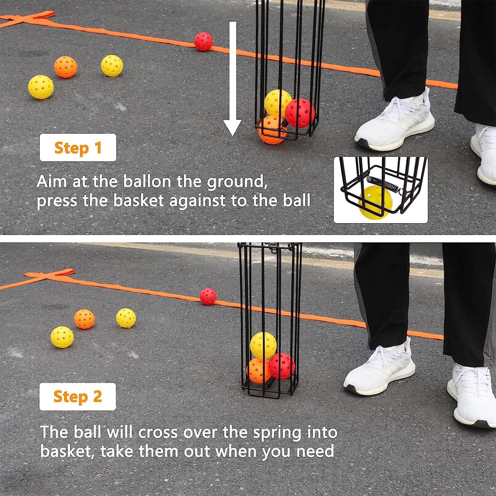 **Portable Tennis Ball Picker & Pickleball Collector - Easy Pickup Retriever Basket for Carrying & Storage | Perfect for Tennis Courts, Backyard Practice & Pickleball Games**