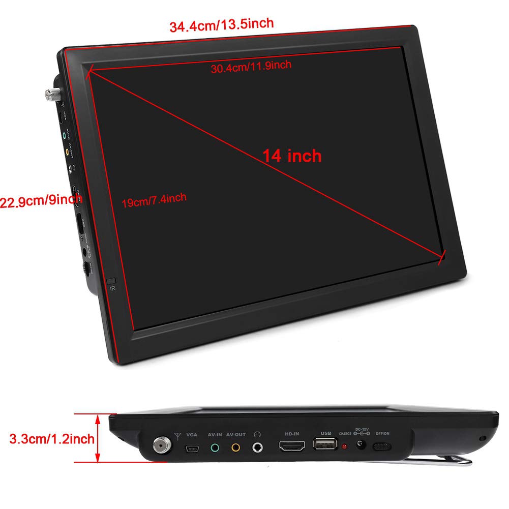 14 Inch Mini HD Digital TV - Portable LCD Monitor for Home, Car, RV, and Office | Perfect for Travel, Camping, and Small Spaces