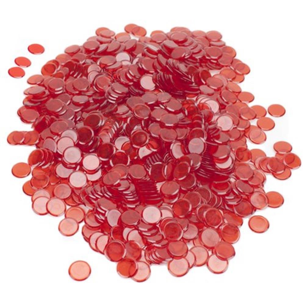 1000 Pack Red Bingo Chips - Premium Plastic Game Tokens for Casino Nights, Bingo Parties & Family Game Nights - Bulk Bingo Supplies for Adults & Kids
