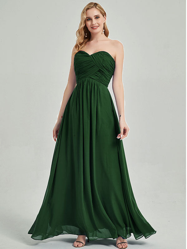 Dark Green Sweetheart Strapless Chiffon Maternity Bridesmaid Dress - Elegant Formal Gown for Weddings, Baby Showers & Special Occasions