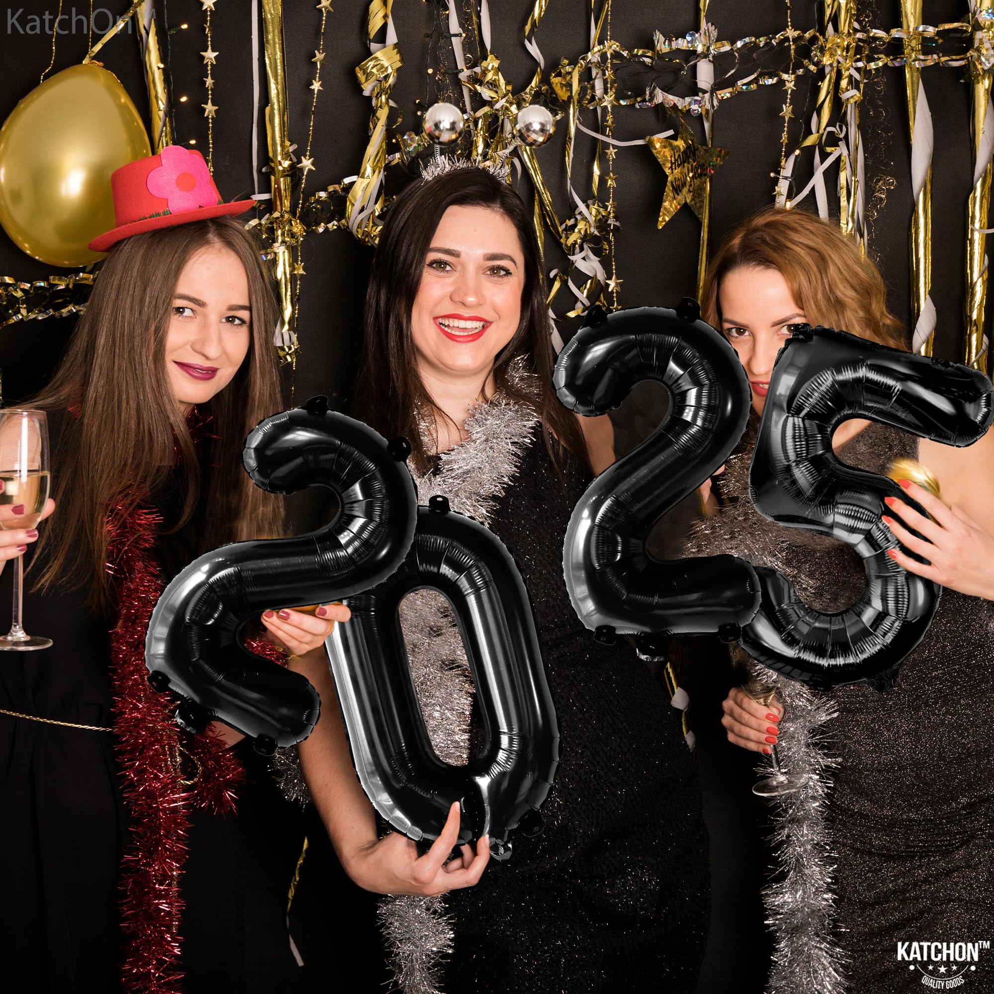 KatchOn 16 Inch 2025 Black Graduation Balloons - Class of 2025 Party Decorations | Bulk Latex Balloons for Graduation Ceremony, School Events & College Celebrations