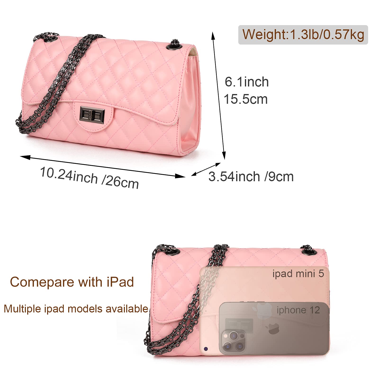 Gladdon Quilted Crossbody Purse for Women - Fashionable Shoulder Bag with Chain Strap | Designer Handbag for Daily Use, Shopping & Date Nights