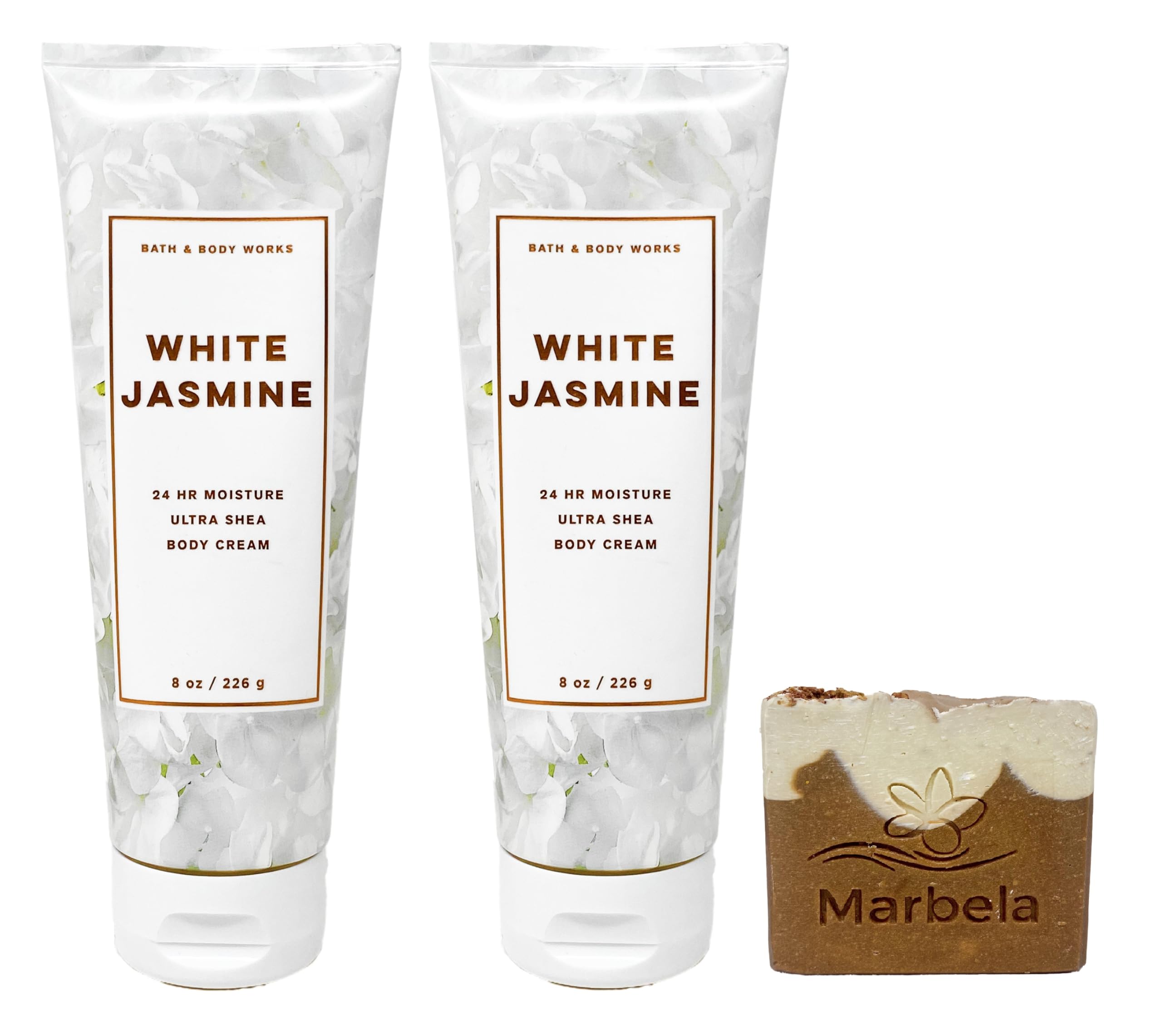 Bath & Body Works White Jasmine Body Cream & Soap Set - 2 Pack Moisturizing Lotion with Yamma Jamma Bar Soap for Soft Skin | Perfect for Daily Hydration & Relaxing Bath Time