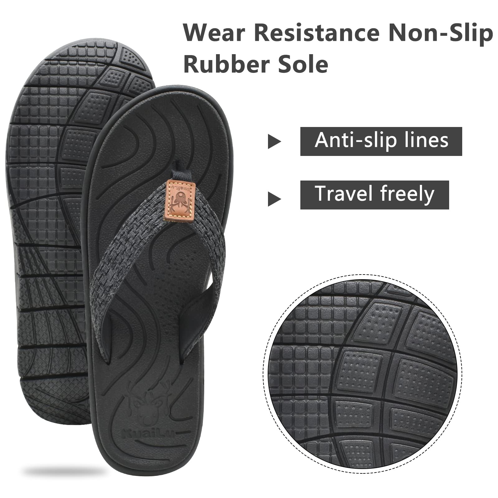 KuaiLu Women's Comfortable Flip Flops with Arch Support - Lightweight Non-Slip Yoga Sandals for Walking, Beach, Pool & Summer Outdoor Activities