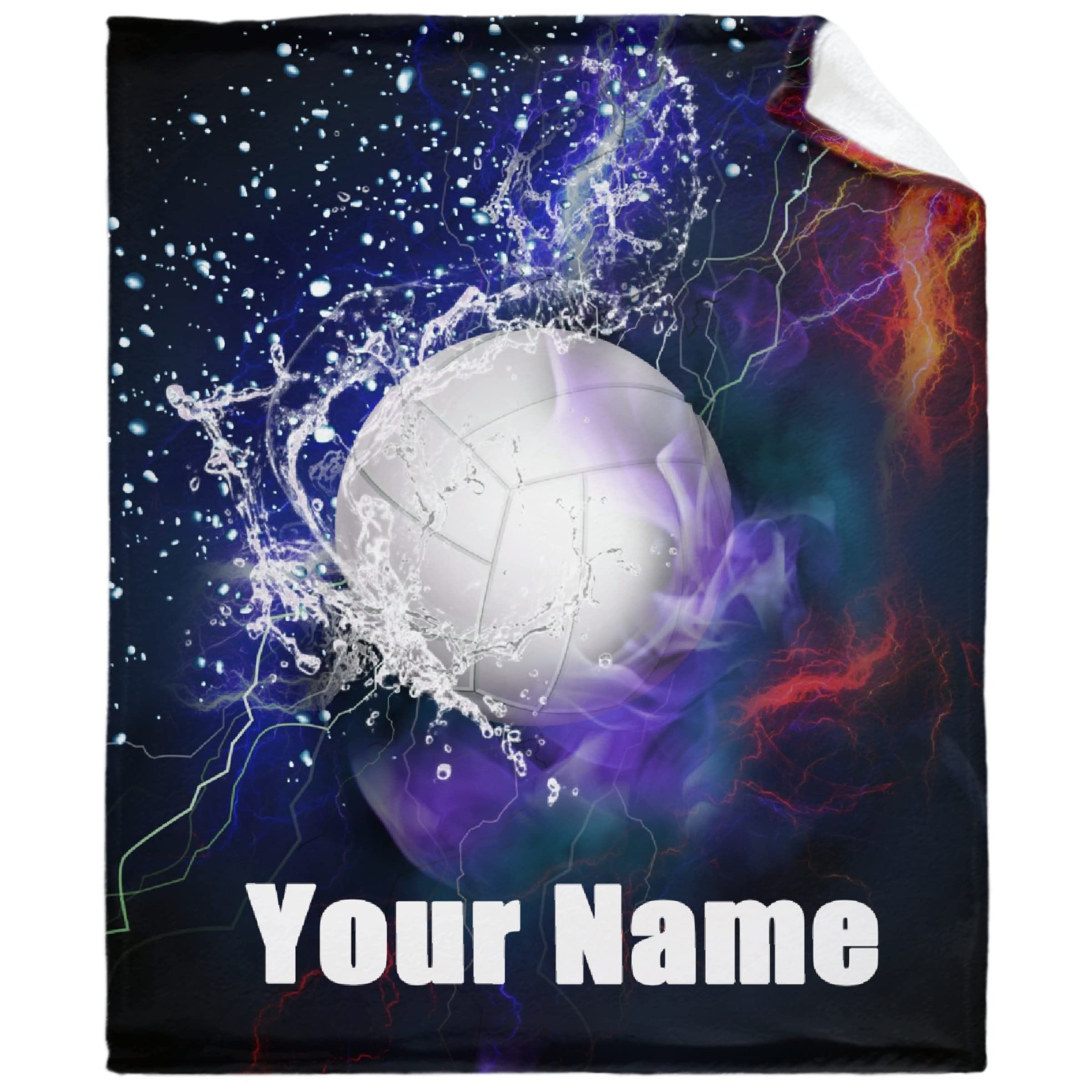 AMITAYUS Personalized Volleyball Throw Blanket - Custom Name Fleece Blanket for Men, Boys & Friends - Soft Flannel Gift for Birthday, Christmas & Sports Fans - Perfect for Game Nights, Dorm Rooms & Cozy Home Decor