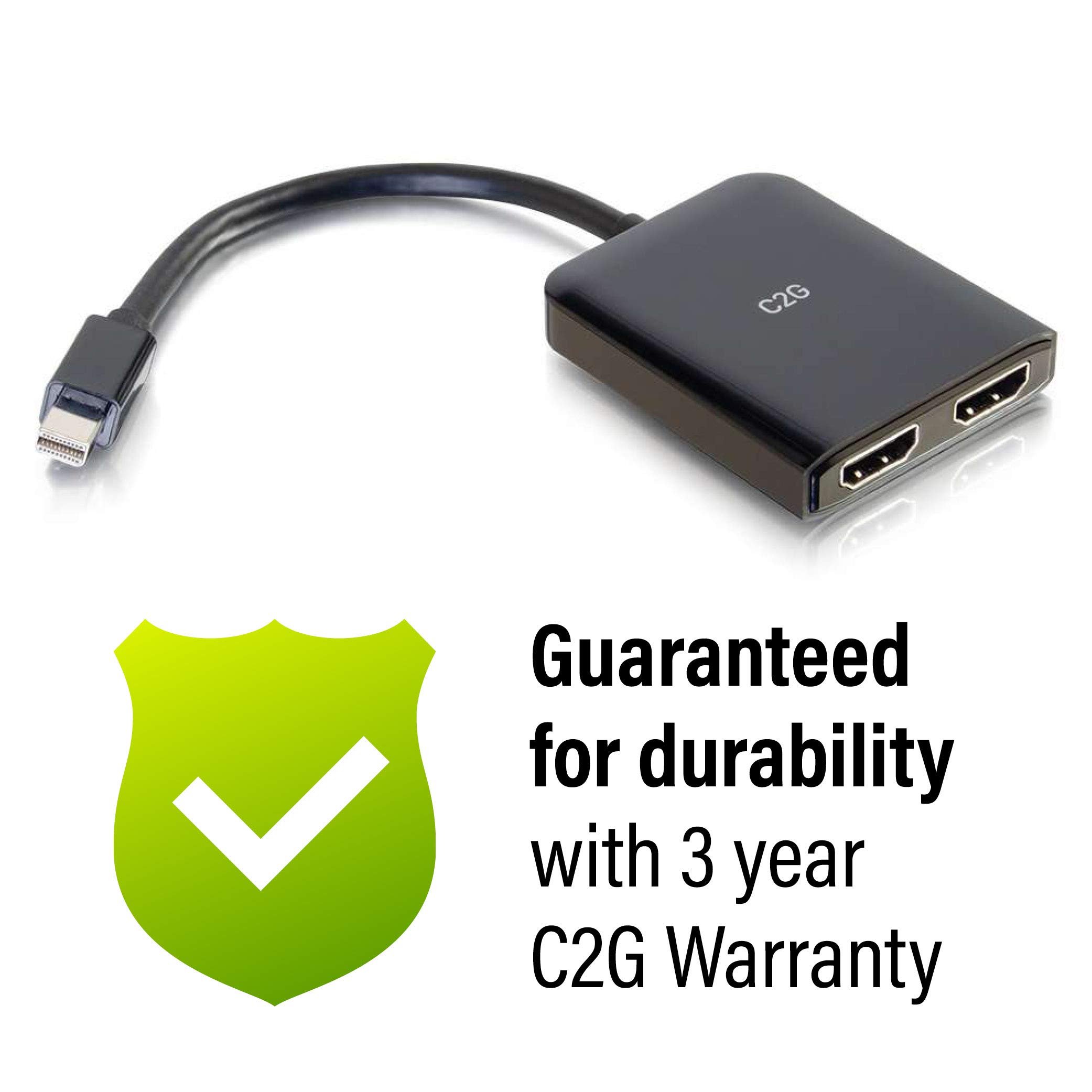 C2G Mini DisplayPort to HDMI 4K Monitor Splitter with 2 Ports & USB Power - MST Support (Not Mac Compatible) - Ideal for Multi-Screen Office Setup & Home Theater Systems - Cables To Go 54292