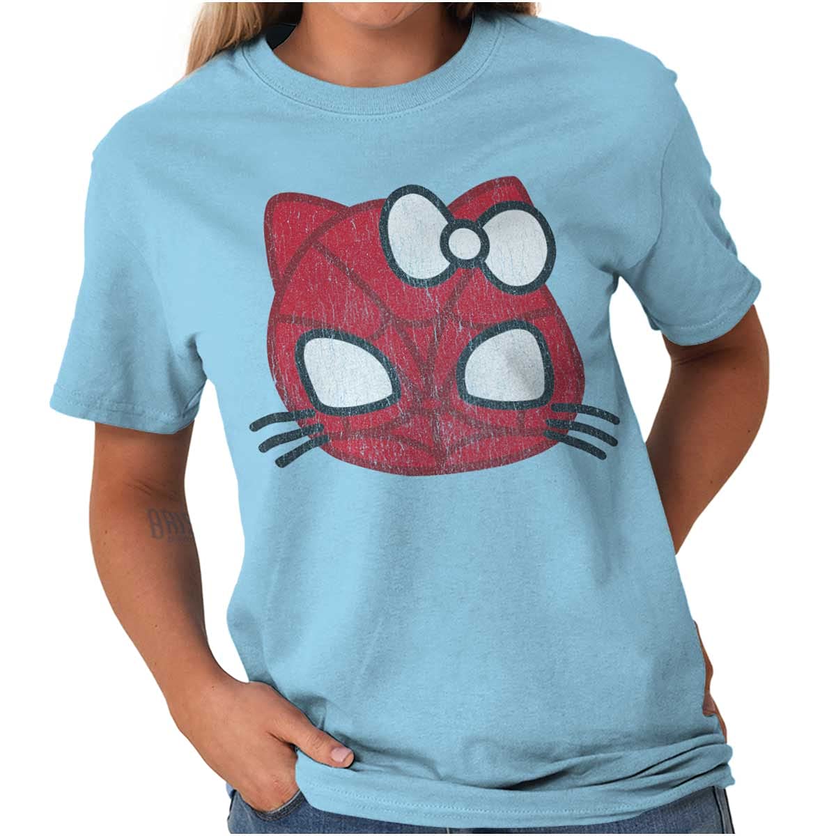 Trendy Spider Cat Graphic T-Shirt for Women - Cute Pop Culture Tee - Perfect for Casual Wear, Halloween Costumes & Fun Outfits