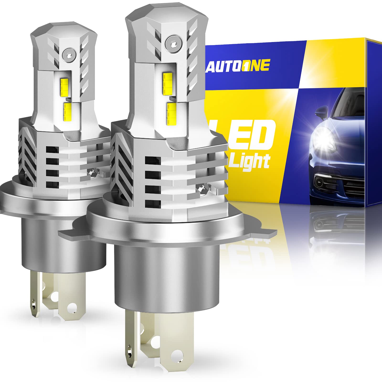 AUTOONE H4/9003/HB2 LED Headlight Bulbs 6000K White - Super Bright Plug and Play Replacement for Car, Truck, Motorcycle - Pack of 2 - Perfect for Night Driving & Off-Road Adventures