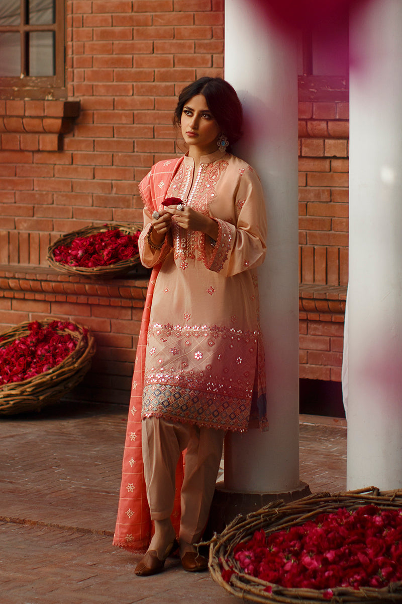 MISTY BREEZE Embroidered Lawn 3-Piece Set - Lightweight Floral Summer Outfit for Women | Perfect for Beach Vacations, Garden Parties & Casual Daywear