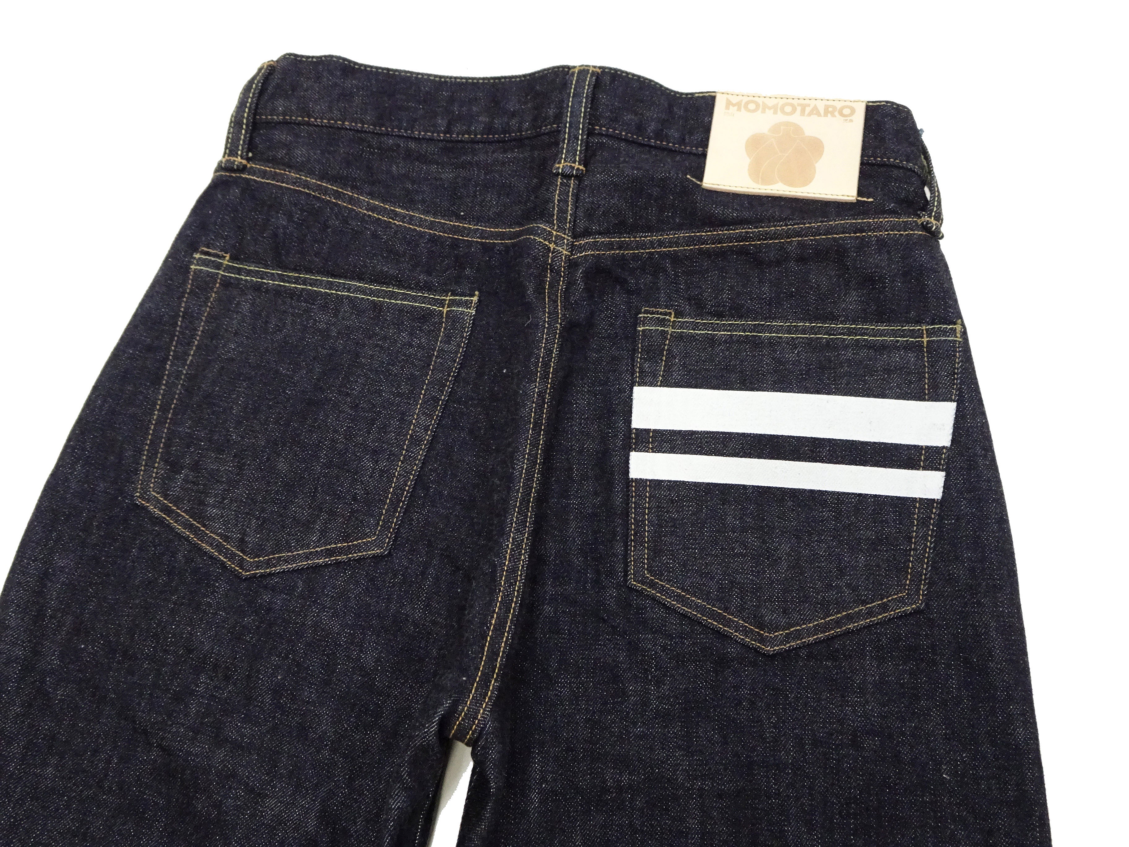 Momotaro Jeans #100 Double Stripe Paint Men's Loose Fit Straight Button Fly Denim Pants - 14.7oz Zimbabwe Cotton Deep Indigo Wash MMJB0101 | Casual Wear, Street Style & Vintage Fashion