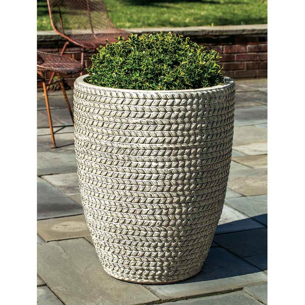 Campania International Sisal Weave Tall Planter Set of 3 - Cream Colored Indoor/Outdoor Flower Pots for Home Decor, Garden, Patio & Office Plants