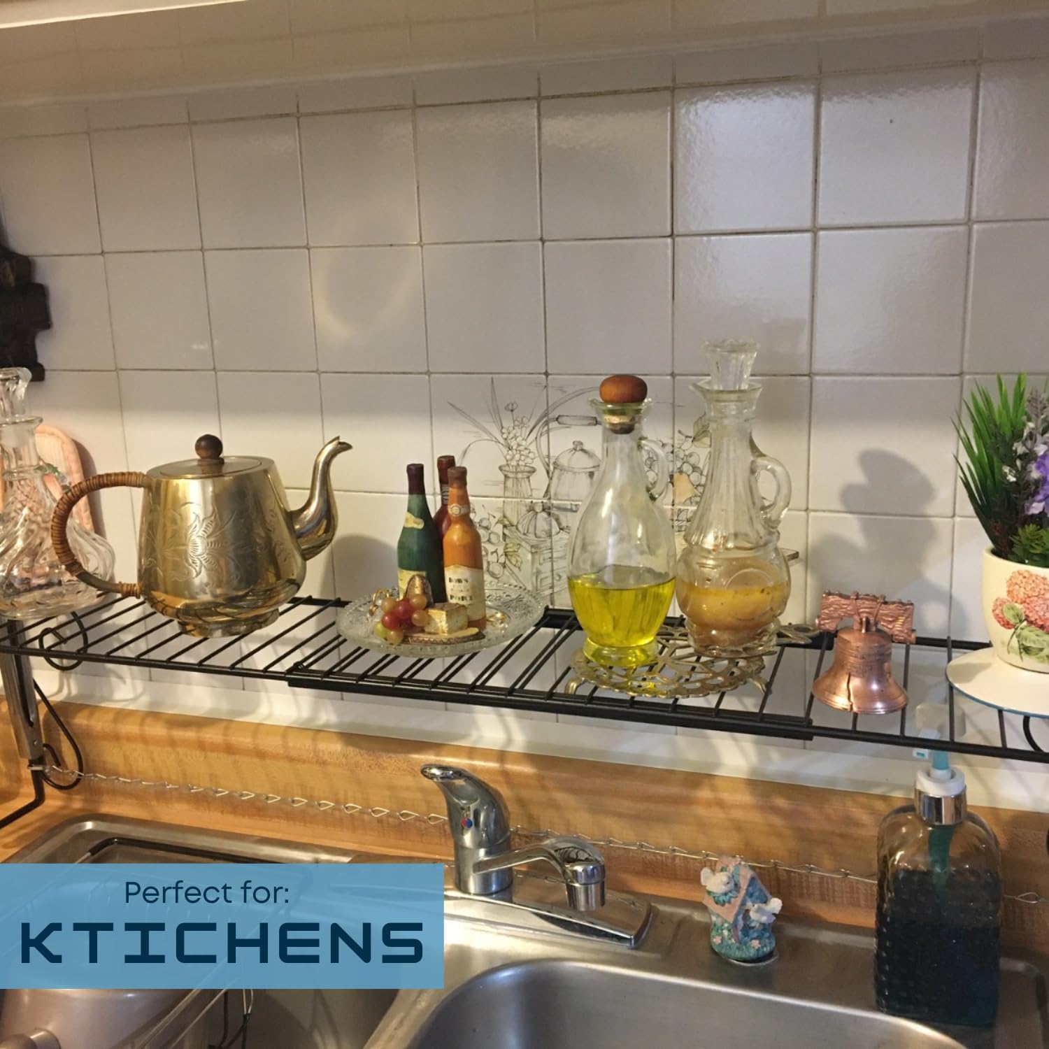 Carol Wright Gifts Expandable Over The Sink Shelf - WalterDrake Space Saving Kitchen Organizer | Perfect for Small Apartments & Bathroom Storage