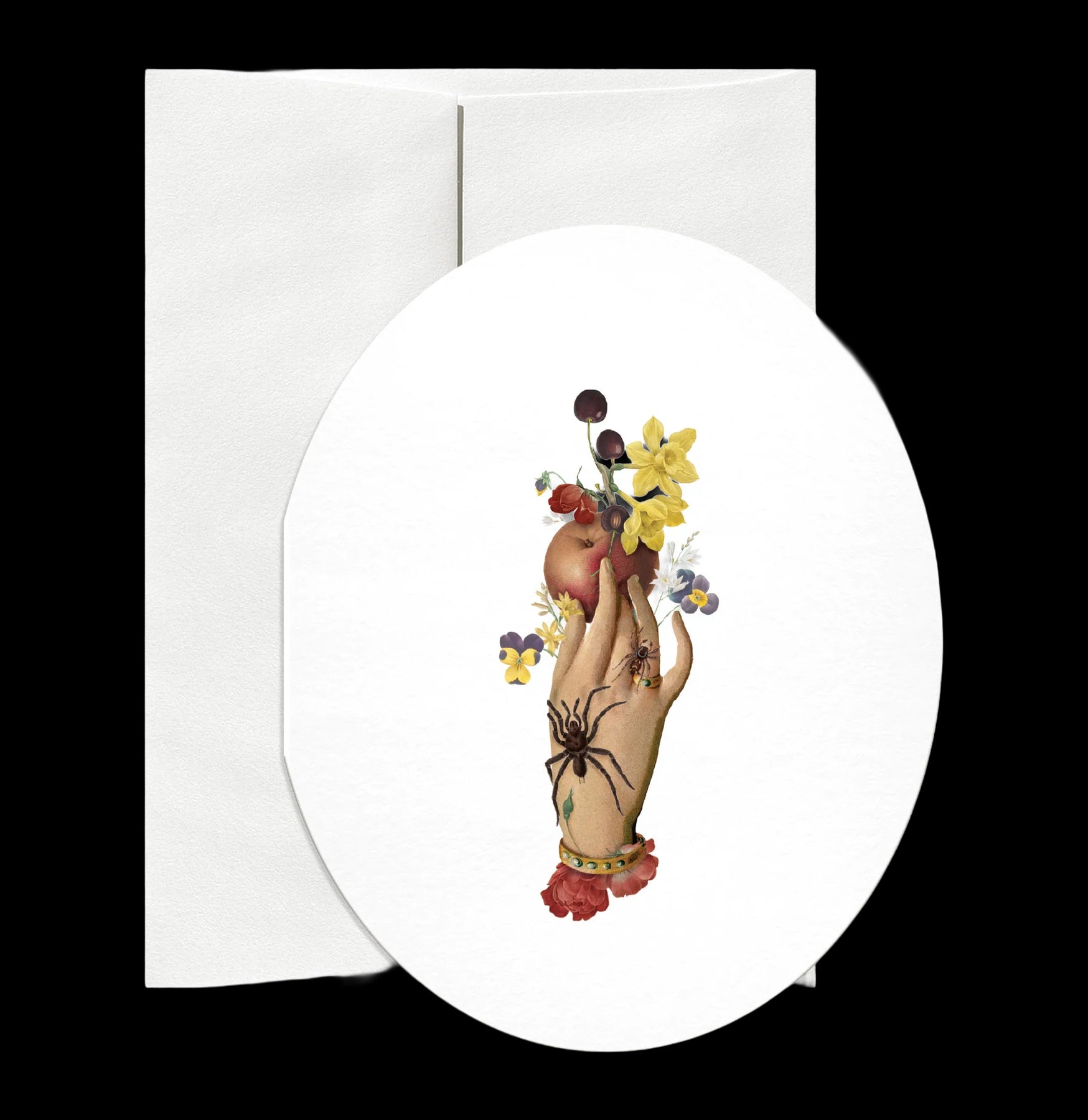 Elegant Apple Oval Greeting Card - Perfect for Birthdays, Anniversaries & Special Occasions - Handmade Paper Card with Apple Design