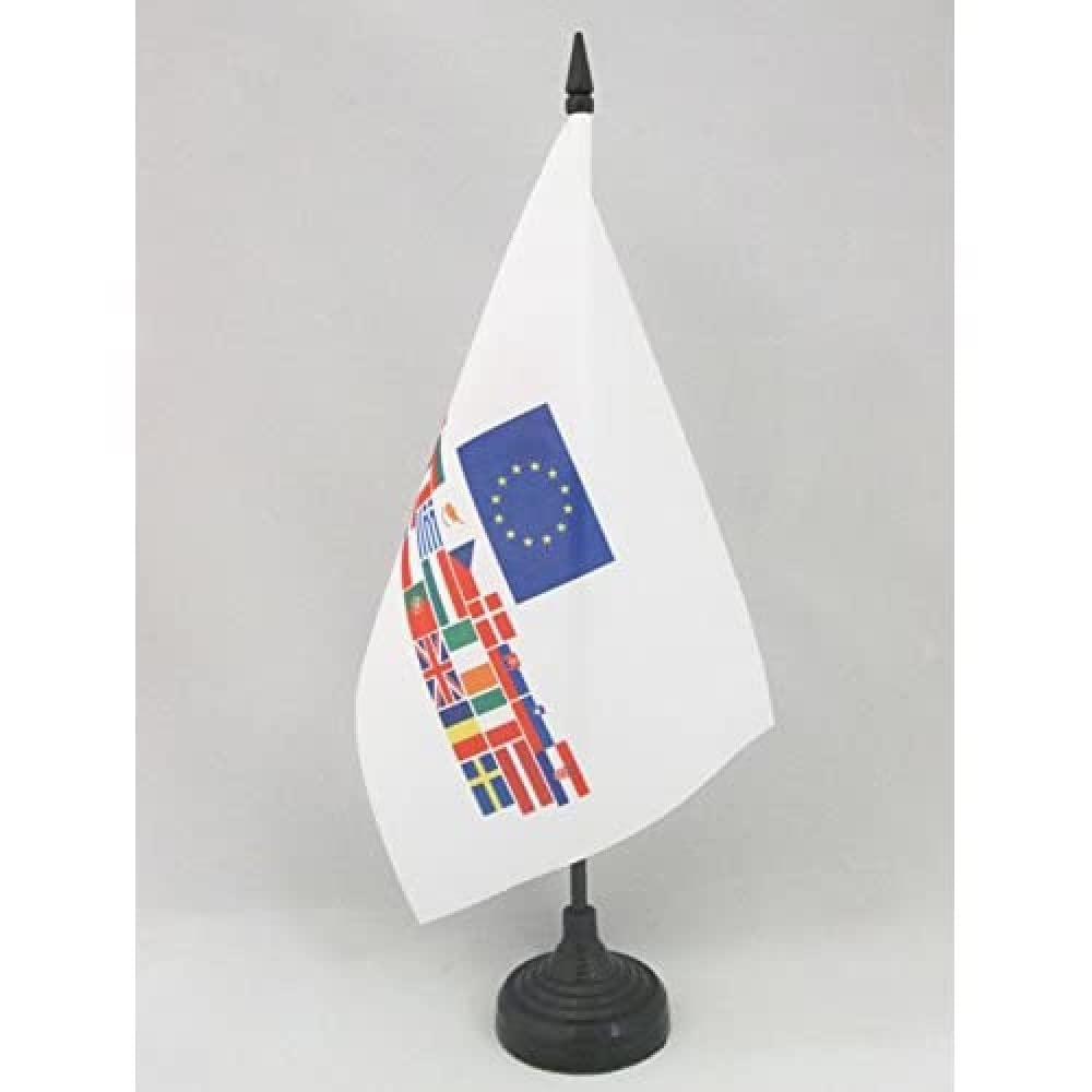 5'' x 8'' European Union 28 Countries Table Flags with Black Plastic Base | 21 x 14 cm Mini Desk Flags for EU Member States | Perfect for Office Decor, International Events & Geography Education | AZ FLAG