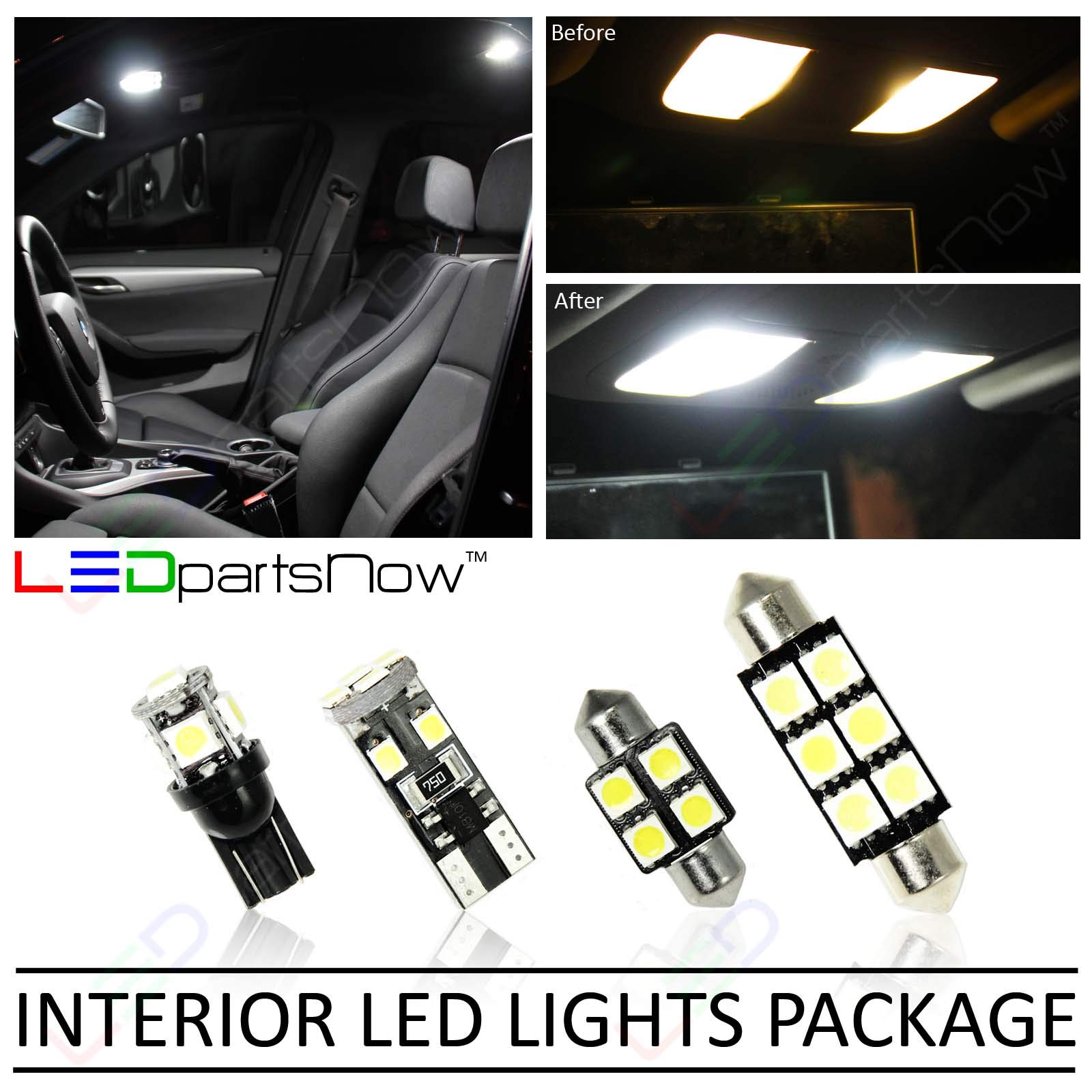 LED Interior Light Bulbs Replacement Kit for 2009-2014 Chevy Traverse - 6 Pack White LED Lights | Car Interior Accessories Upgrade for Better Visibility & Modern Look