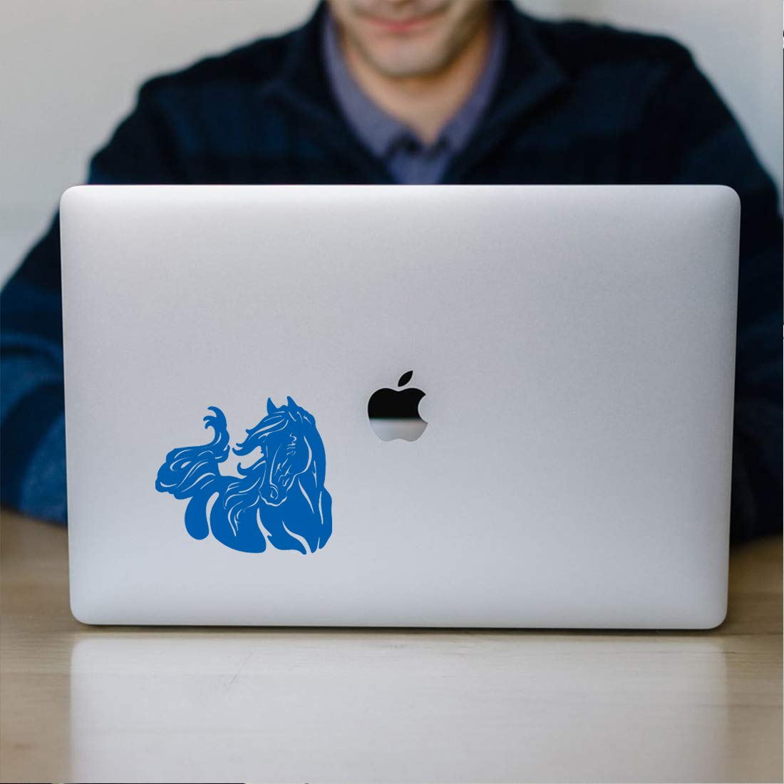 Premium Waterproof Vinyl Decal Stickers (Set of 2) - Azure Blue Horse Design for Laptop, Phone, Helmet, Car Window, Bumper, Mug, Cup, Door & Wall Decoration | Durable, Weatherproof Stickers for Personalizing Your Devices and Home Decor