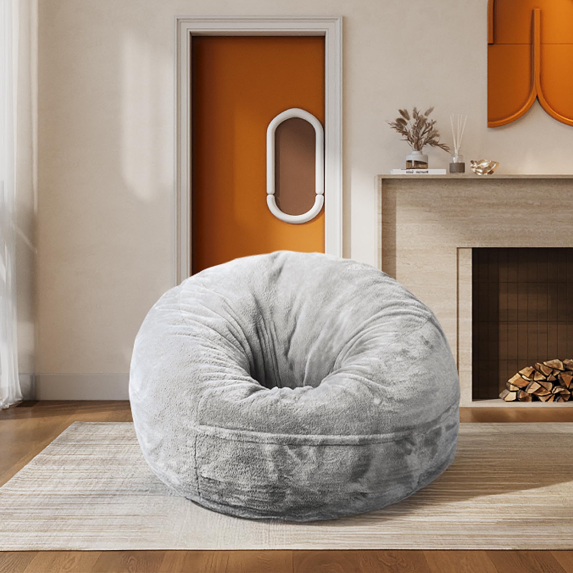 WLIVE Convertible Bean Bag Chair - Foldable Floor Mattress with High-Rebound Memory Foam, Full Size Grey - Perfect for Living Room Lounging, Dorm Room Relaxation & Guest Bed