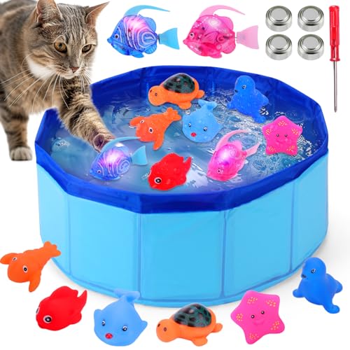 Blue 8pcs automatic and floating fishes