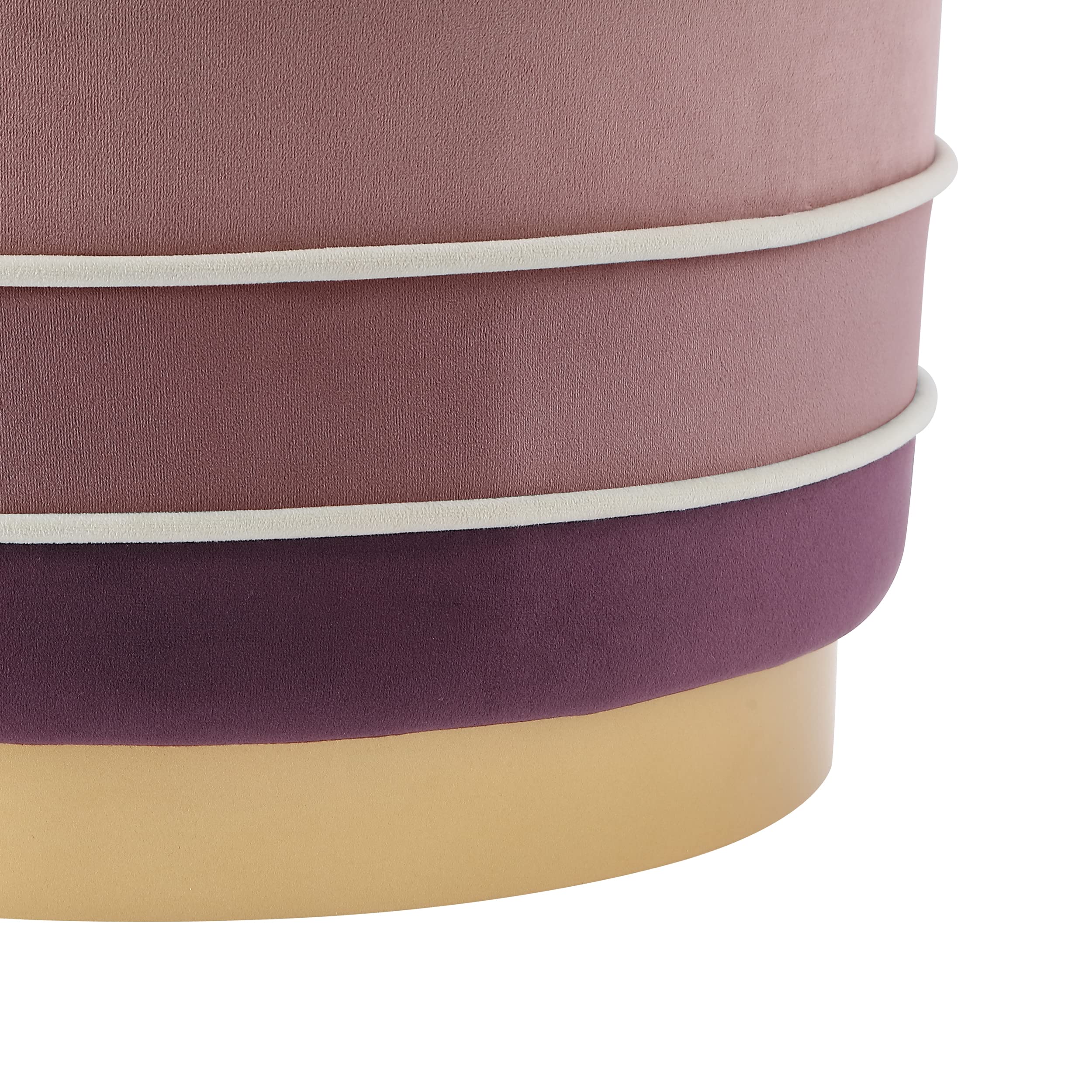 Nicole Miller Blush Velvet Ottoman with Matte Metal Base - Cory Design Multi-Layered Footstool for Living Room, Bedroom & Home Decor