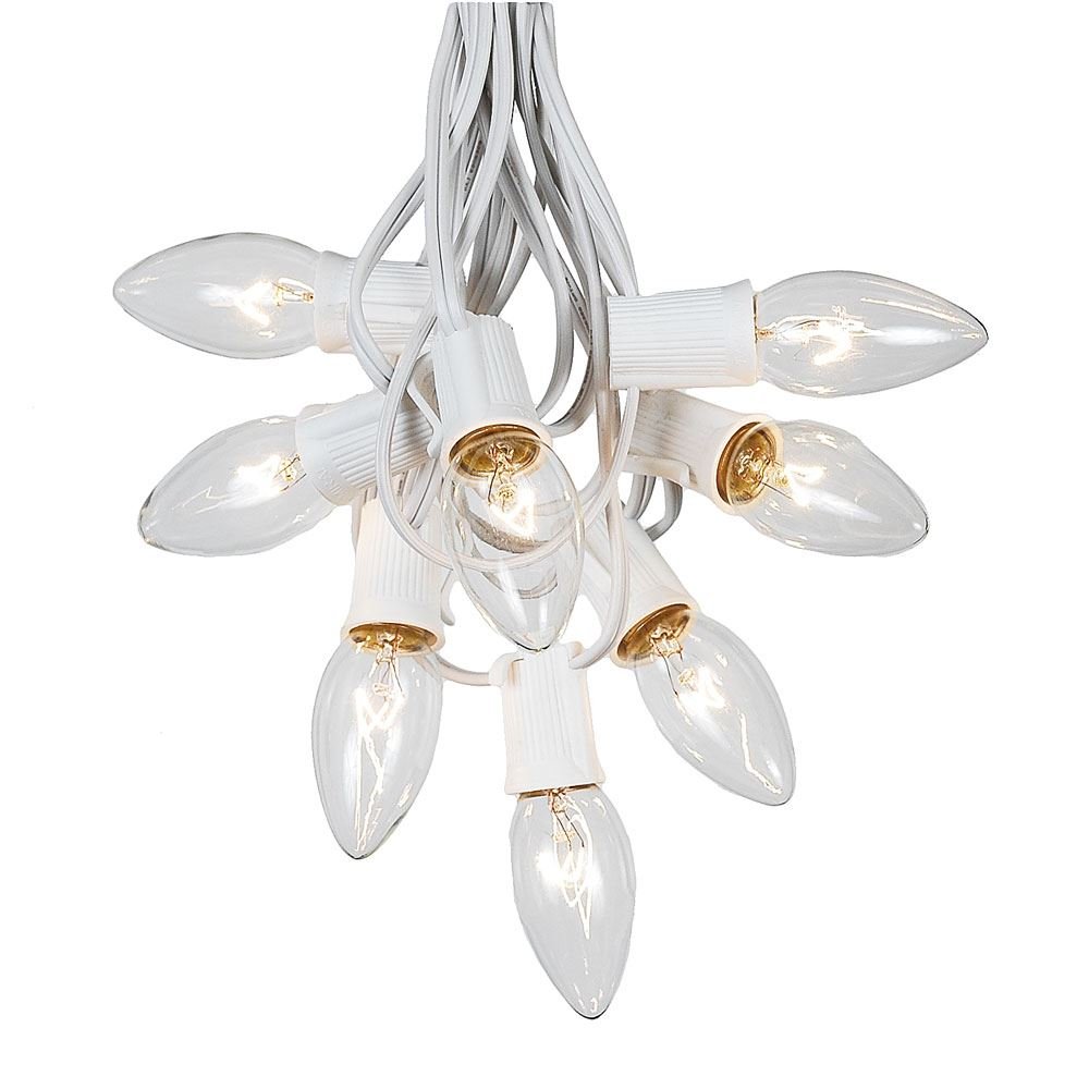 Retro C9 Christmas String Lights - 25 Mini Clear Twinkle Incandescent Bulbs, 25ft White Wire for Indoor & Outdoor Holiday Decor - Perfect for Roof Lines, Patios, Trees & Holiday Party Decorations